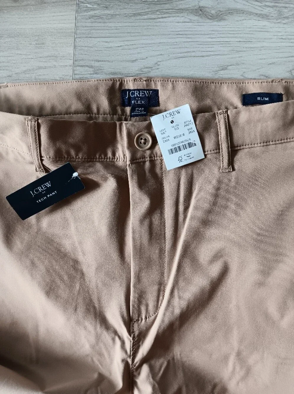 J. Crew Tech Flex Pant Performance Chinos Tapered Leg UPF 50+ Slim 38 x 34 Tan